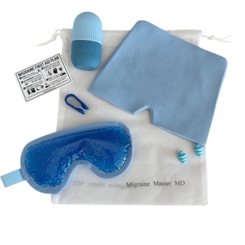 Migraine Master MD 6 Piece First Aid Relief Bundle: Eye Mask, Cooling Cap + more